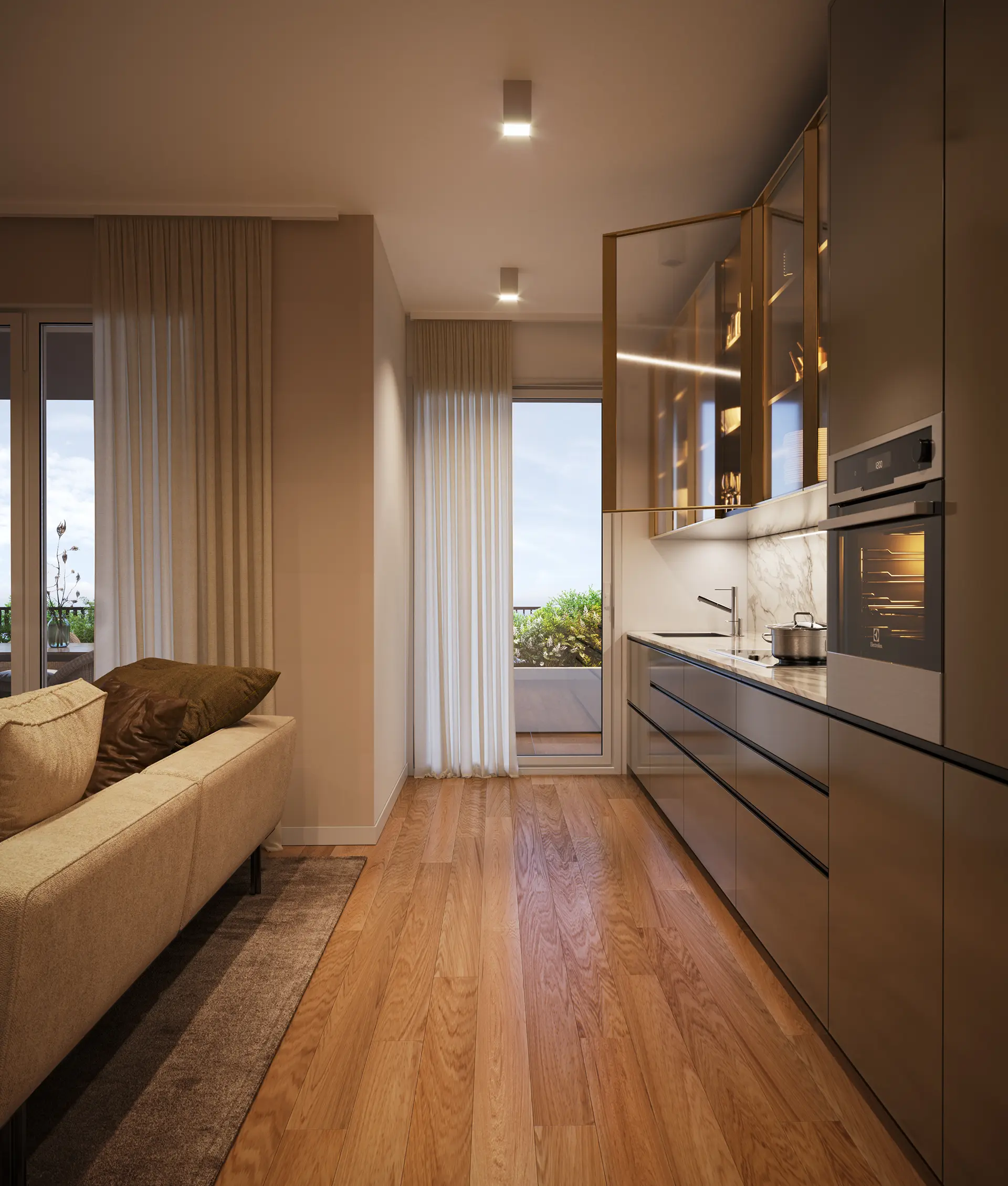 Cucina monolocale funzionale e moderna nelle residenze Bombay New Living